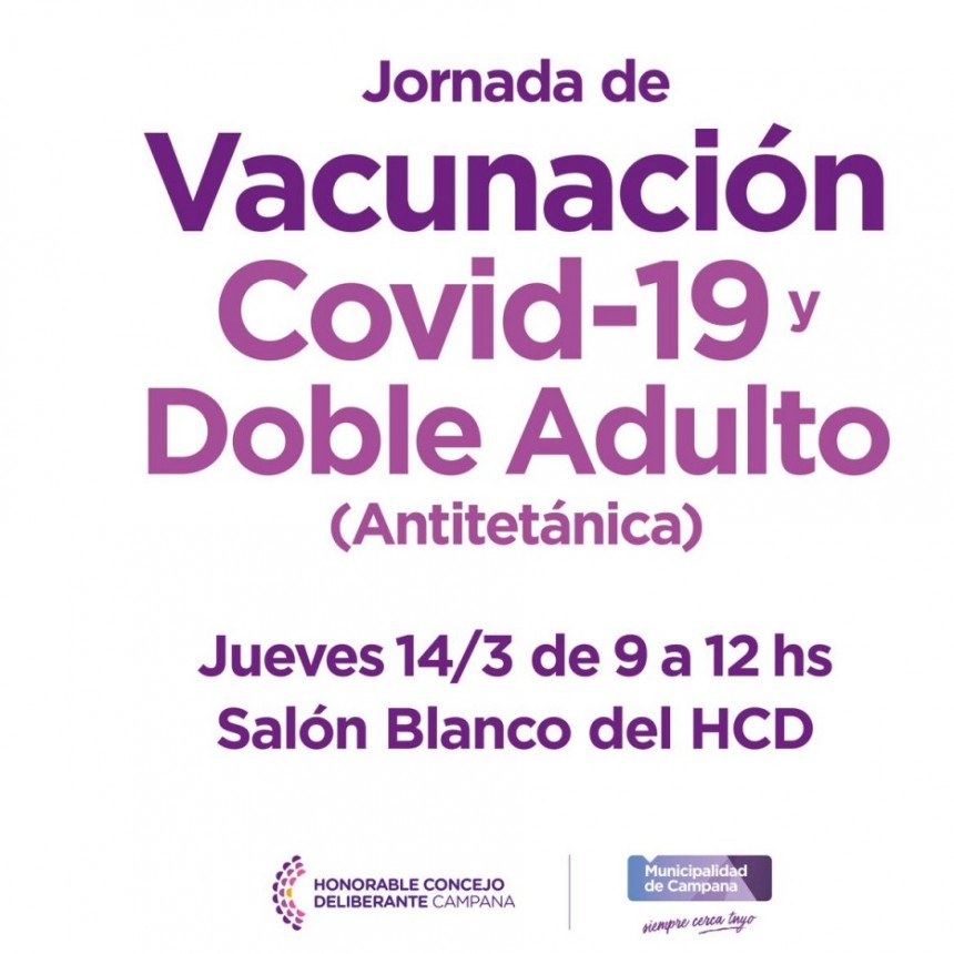 Este jueves, los vecinos podrán vacunarse en el HCD contra el Covid y Tétanos