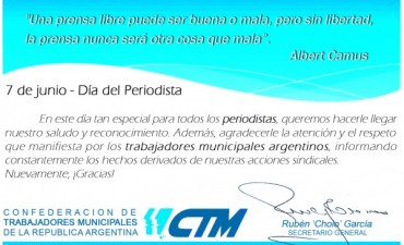 Saludos por el dÃa del periodista