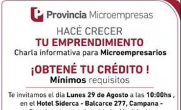 Se realizará una charla informativa sobre créditos para microempresarios