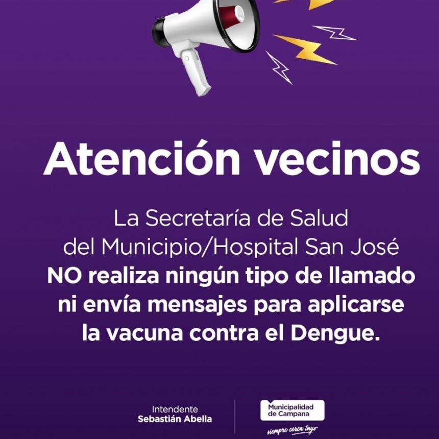 El Municipio advierte sobre estafas relacionadas con la vacuna contra el dengue   