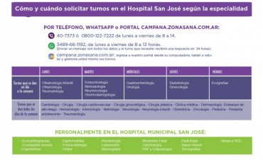 El Hospital Municipal posee diferentes v&iacute;as de comunicaci&oacute;n para solicitar turnos 