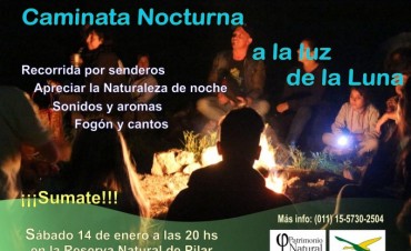 La Asociaci&oacute;n Patrimonio Natural invita a participar de la 1&ordf; Caminata Nocturna el pr&oacute;ximo s&aacute;bado 14 de enero.