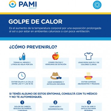 PAMI: RECOMENDACIONES PARA EVITAR UN GOLPE DE CALOR