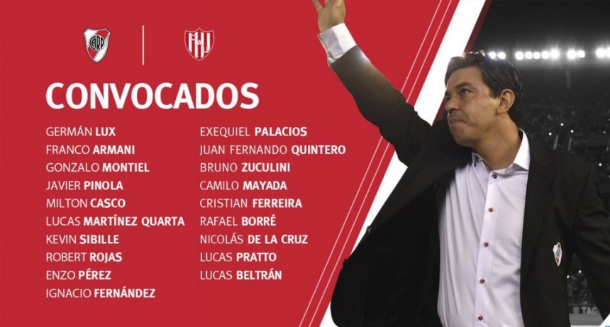 River Plate y los convocados para recibir a Uni&oacute;n este mi&eacute;rcoles en el Monumental. 