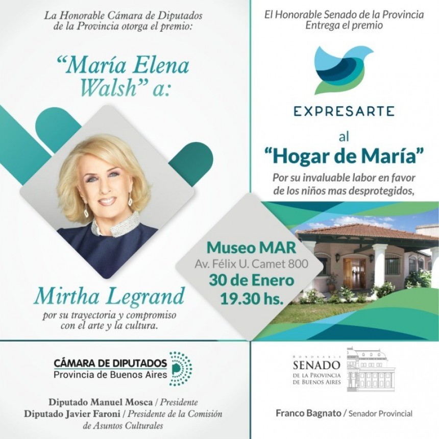 MIRTHA LEGRAND RECIBIR&Aacute; EL &ldquo;PREMIO MAR&Iacute;A ELENA WALSH&rdquo;