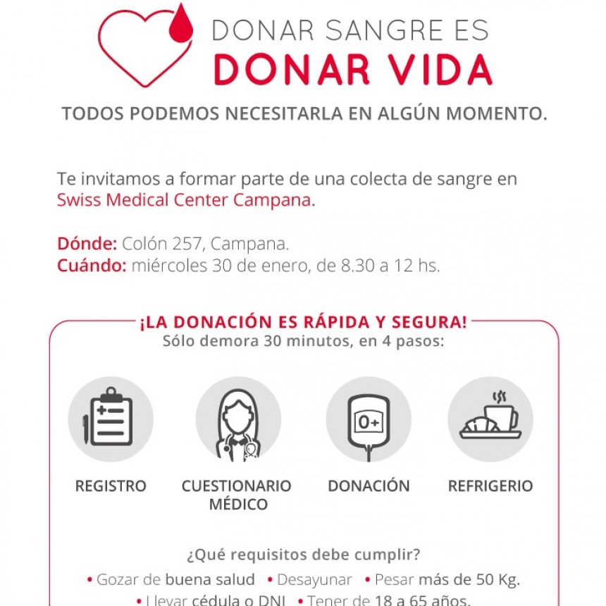 Fundaci&oacute;n Swiss Medical recuerda sus jornadas de donaci&oacute;n de sangre
