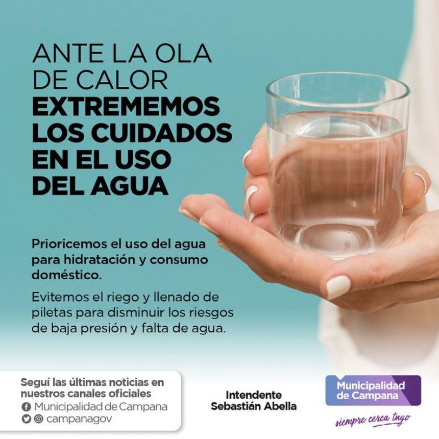 Por las altas temperaturas, solicitan extremar los cuidados en el uso del agua
