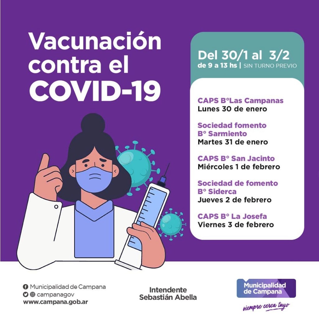 Continúan los operativos de vacunación contra el Covid-19 en distintos barrios de la ciudad