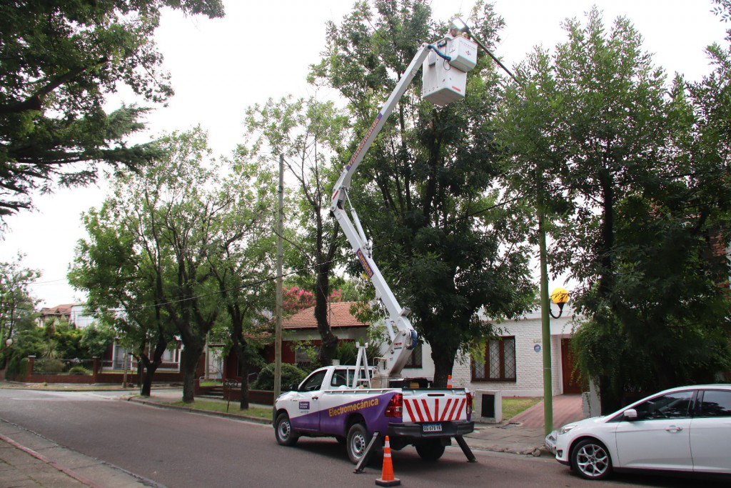 El Plan de Reconversión de luminarias a LED avanza por el barrio Dálmine Viejo