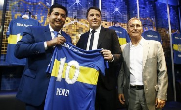 El Primer Ministro de Italia fue recibido por Angelici y Ferrari en la Bombonera