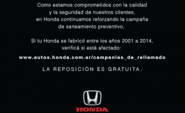 HONDA LANZA SU PROGRAMA A.I.R.B.A.G. -Asistencia Inmediata para Revisi&oacute;n de Bolsas de Aire Gratuita-