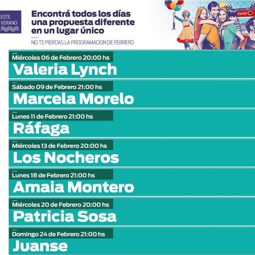 Gran programaci&oacute;n de Espacio Clar&iacute;n Mar del Plata en Febrero