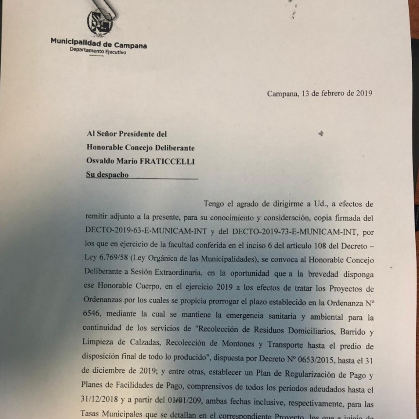 El intendente intent&oacute; pedir una sesi&oacute;n extraordinaria del HCD, pero se encontr&oacute; con que estaba cerrada la secretar&iacute;a 