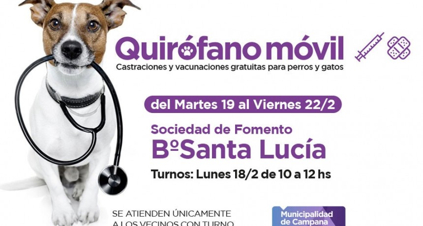 El quir&oacute;fano m&oacute;vil del Municipio visitar&aacute; el barrio Santa Luc&iacute;a   