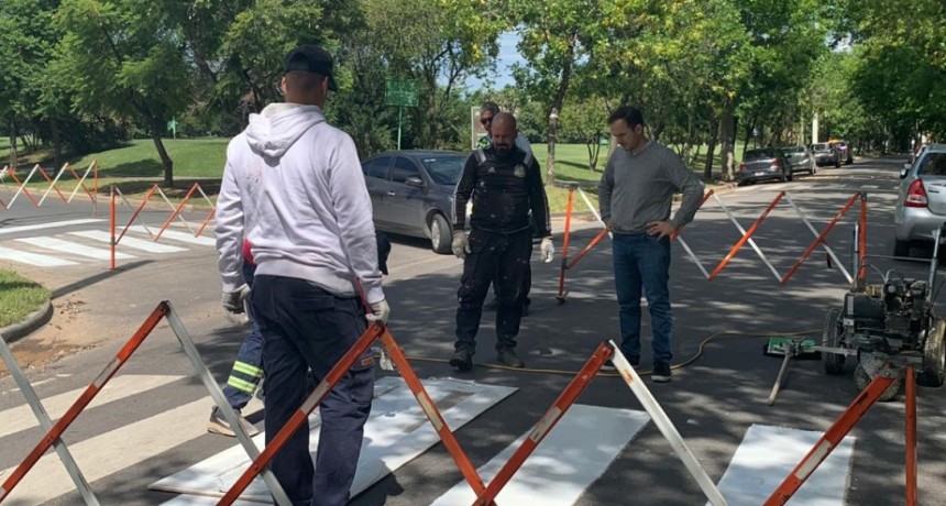 Pintan sendas peatonales en las zonas m&aacute;s transitadas de la ciudad