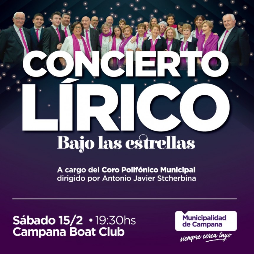 El concierto l&iacute;rico &ldquo;Bajo las estrellas&rdquo; se presentar&aacute; este s&aacute;bado en el Boat Club 