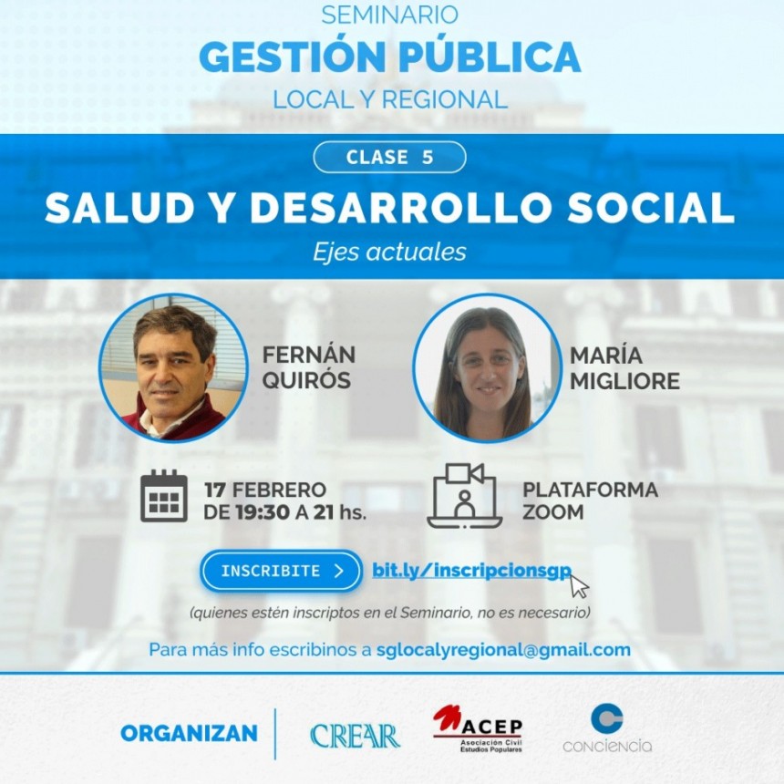 Seminario de Gestión Pública Local y Regional con los ejes de Salud y Desarrollo Social
