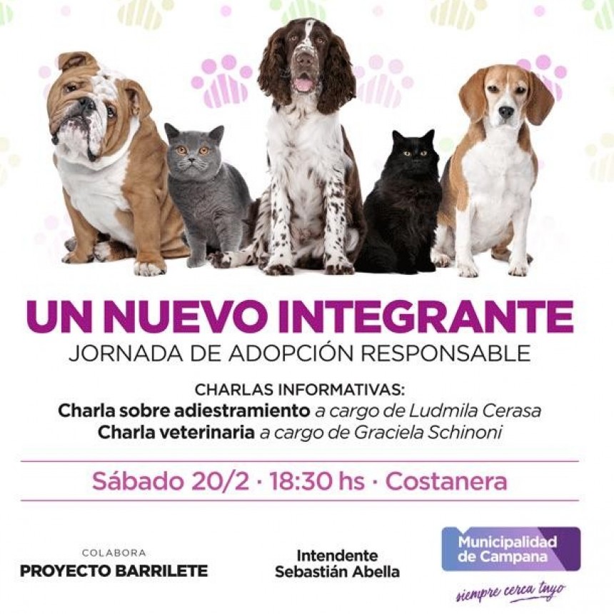Este sábado se realizará una nueva jornada de adopción responsable