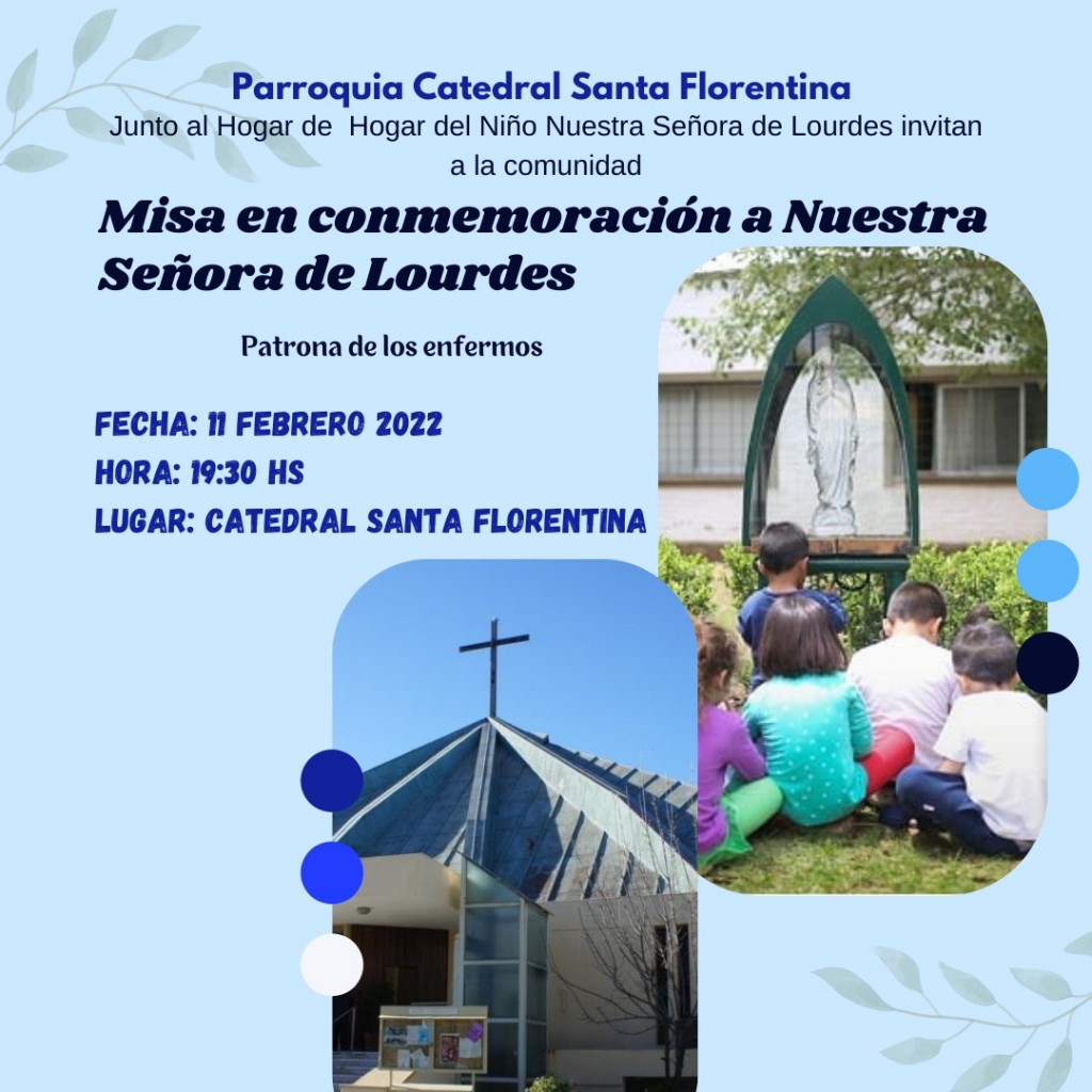 Este viernes se realiza la misa en conmemoración de Nuestra Señora de Lourdes