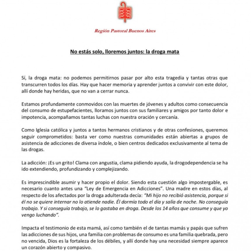 No estás solo, lloremos juntos: la droga mata 