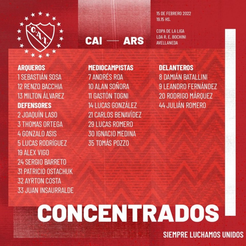 Independiente debuta como local ante Arsenal