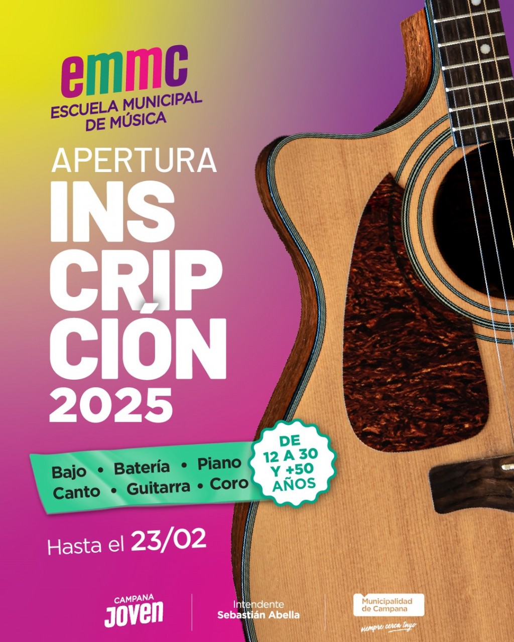 Comienza la inscripción a la Escuela Municipal de Música 2025