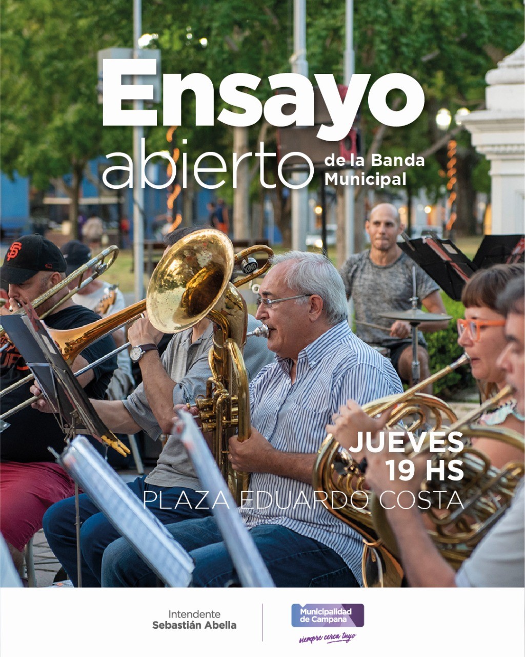 La Banda Municipal volverá a ensayar en la Plaza Eduardo Costa