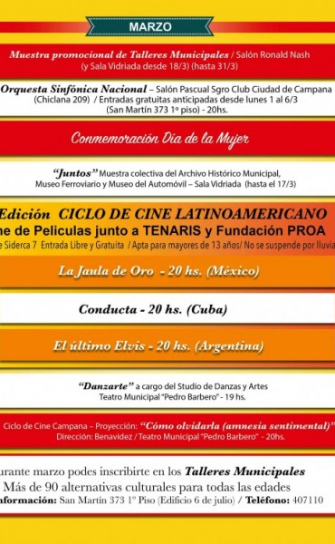 &ldquo;Cultura que Suena&rdquo;: La Agenda Municipal de Marzo ofrece nuevas propuestas a la Comunidad