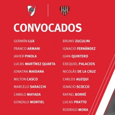 River Plate con plantel confirmado para enfrentar a Chacarita Juniors