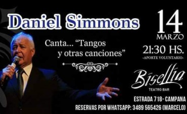Daniel Simmons actua en Bisellia en una Noche de Tango