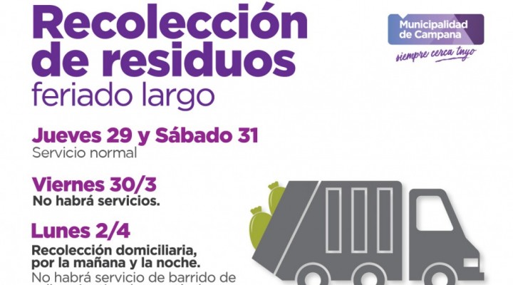 Feriado largo: cronograma de recolecci&oacute;n de residuos