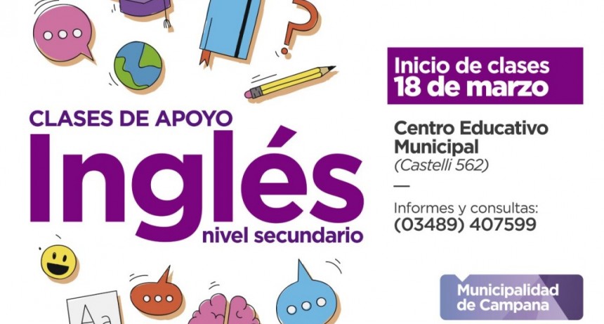 Est&aacute; abierta la inscripci&oacute;n para las clases gratuitas de apoyo de ingl&eacute;s