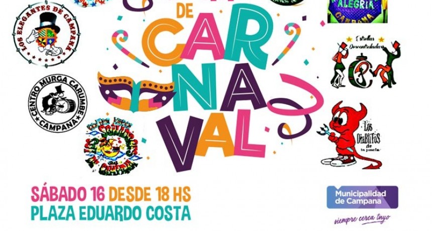 El Carnaval llega este s&aacute;bado a la plaza Eduardo Costa