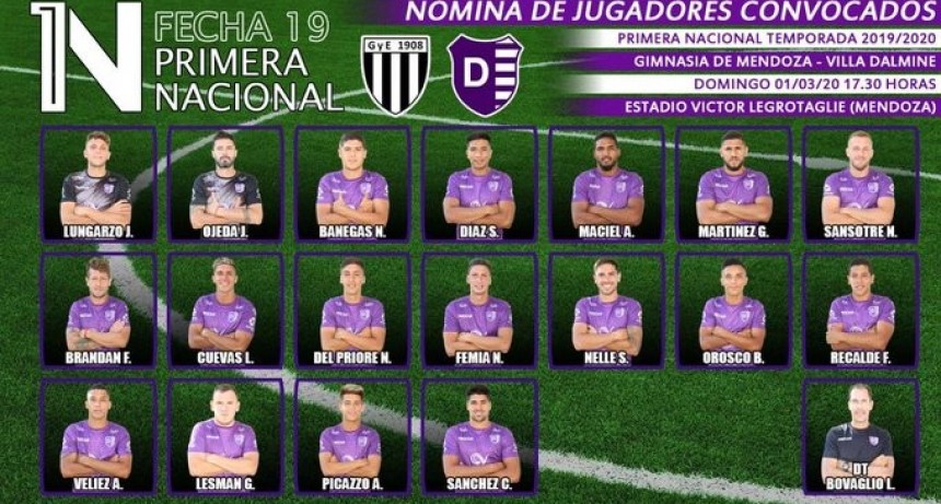 Villa D&aacute;lmine juega en Mendoza ante Gimnasia y Esgrima