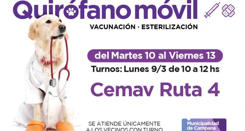El quir&oacute;fano m&oacute;vil visitar&aacute; el CeMAV de Ruta 4