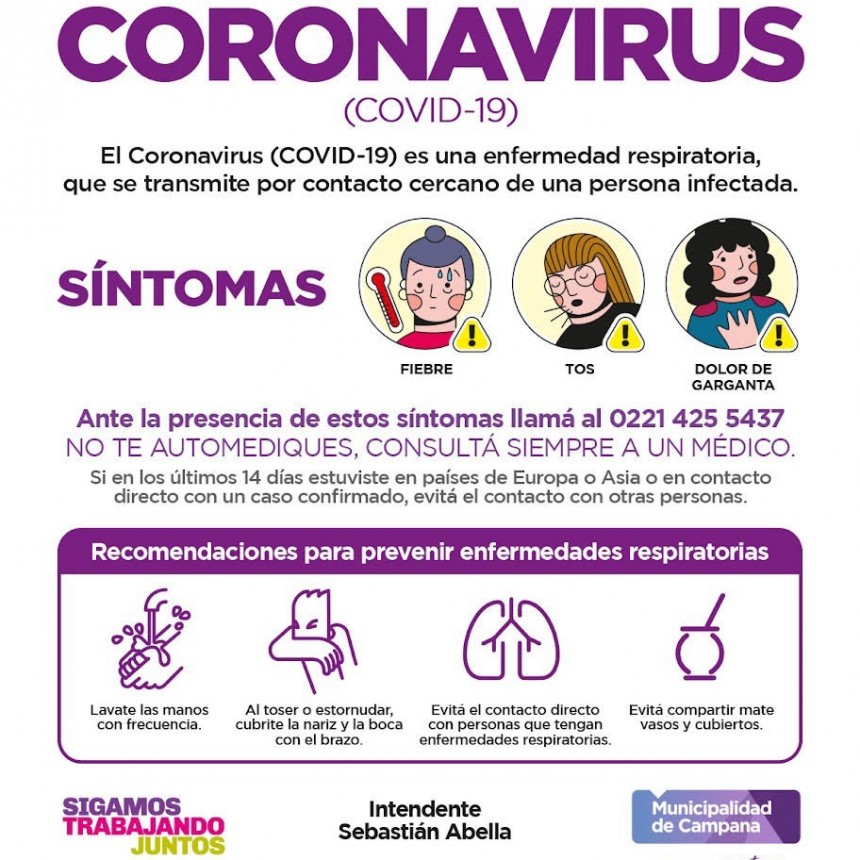 Coronavirus: el Municipio recomend&oacute; extremar medidas de prevenci&oacute;n