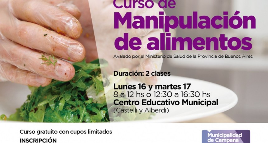 Convocan a cuidadores domiciliarios a realizar el curso de manipulaci&oacute;n de alimentos