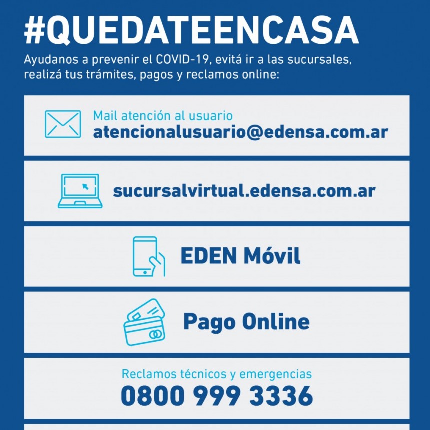 Eden se suma a los cuidados por el Coronavirus