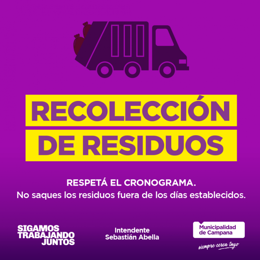 Informan el cronograma de recolecci&oacute;n de residuos