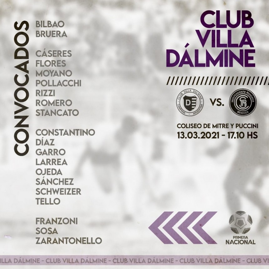 VILLA DALMINE DEBUTA ESTA TARDE EN CAMPANA ANTE INDEPENDIENTE RIVADAVIA DE MENDOZA