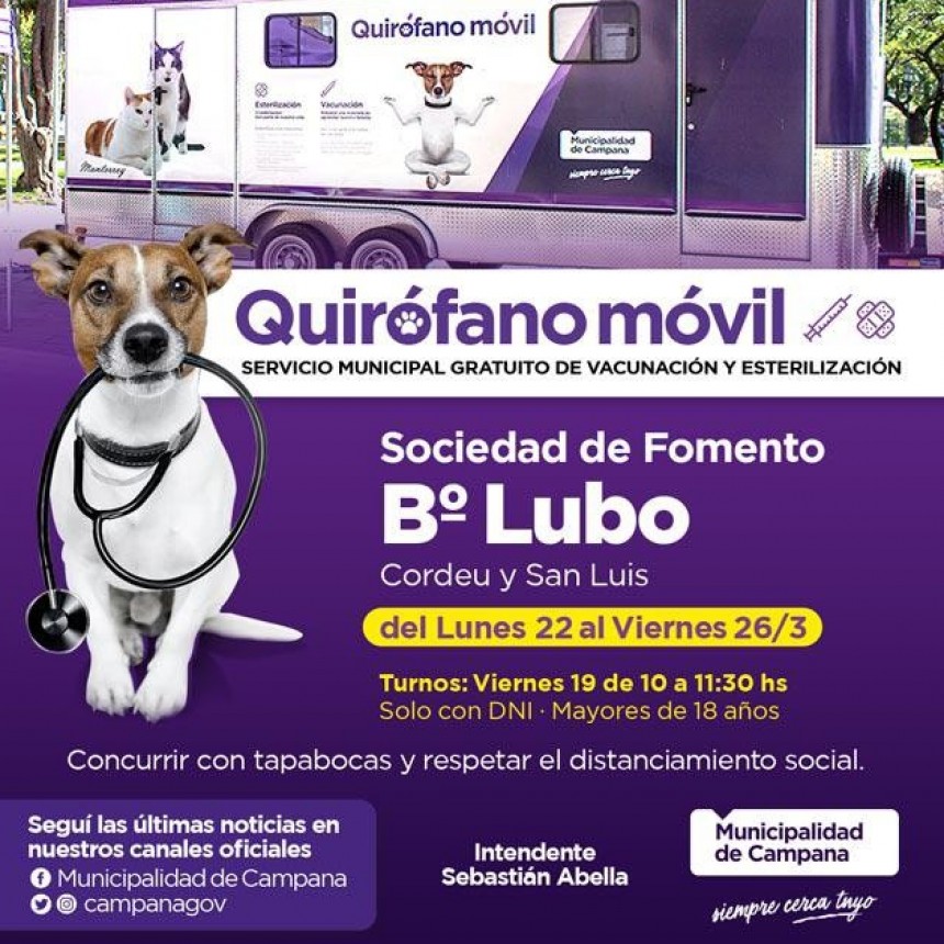  El quirófano móvil estará en el barrio Lubo 