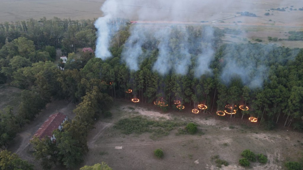 Todo el equipo de Defensa Civil Campana brinda colaboración en un nuevo incendio en el sector insular