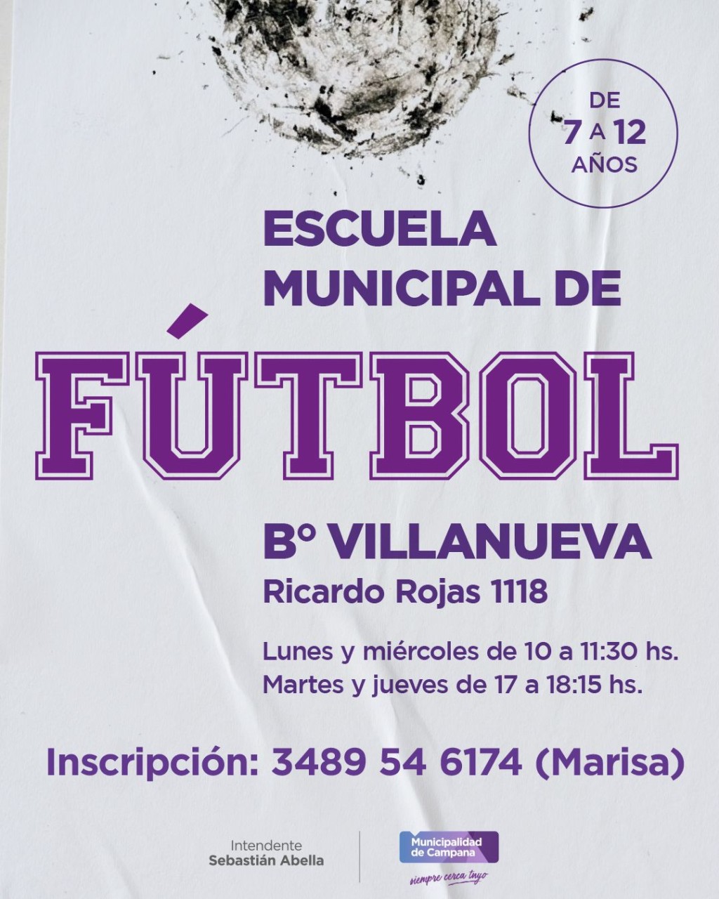 El Municipio lanza una Escuela de F&uacute;tbol Infantil en el barrio Villanueva