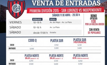 Venta anticipada de entradas para el cl&aacute;sico San Lorenzo-Independiente