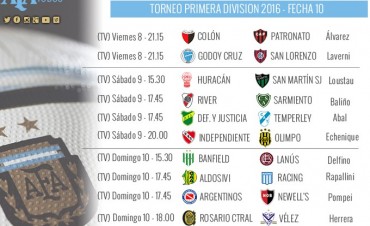 Se program&oacute; la fecha 10 del Torneo de Primera Divisi&oacute;n