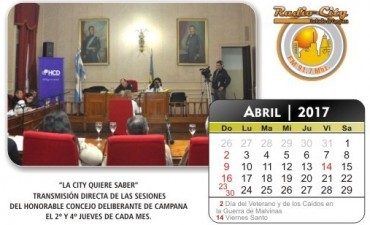 Calendario Mes de Abril 2017