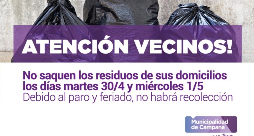 Este martes y mi&eacute;rcoles no habr&aacute; recolecci&oacute;n: solicitan no sacar los residuos