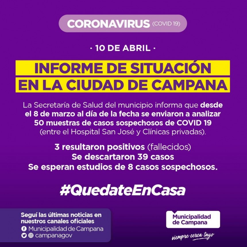 Informe de la Secretaria de Salud de la Municipalidad de Campana