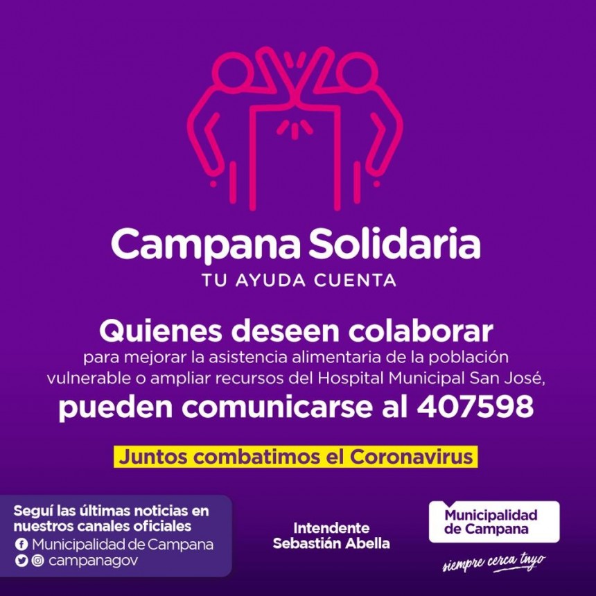 Sergio Roses : solicitamos la colaboraci&oacute;n de nuestros vecinos en esta Campa&ntilde;a Solidaria