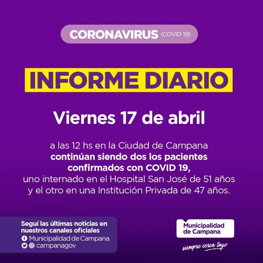 Informe emitido por la Secretar&iacute;a de Salud de la Municipalidad de Campana
